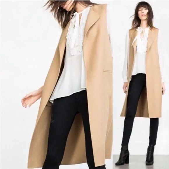 Zara Jackets Coats Zara Woman Handmade Wool Blend Openfront